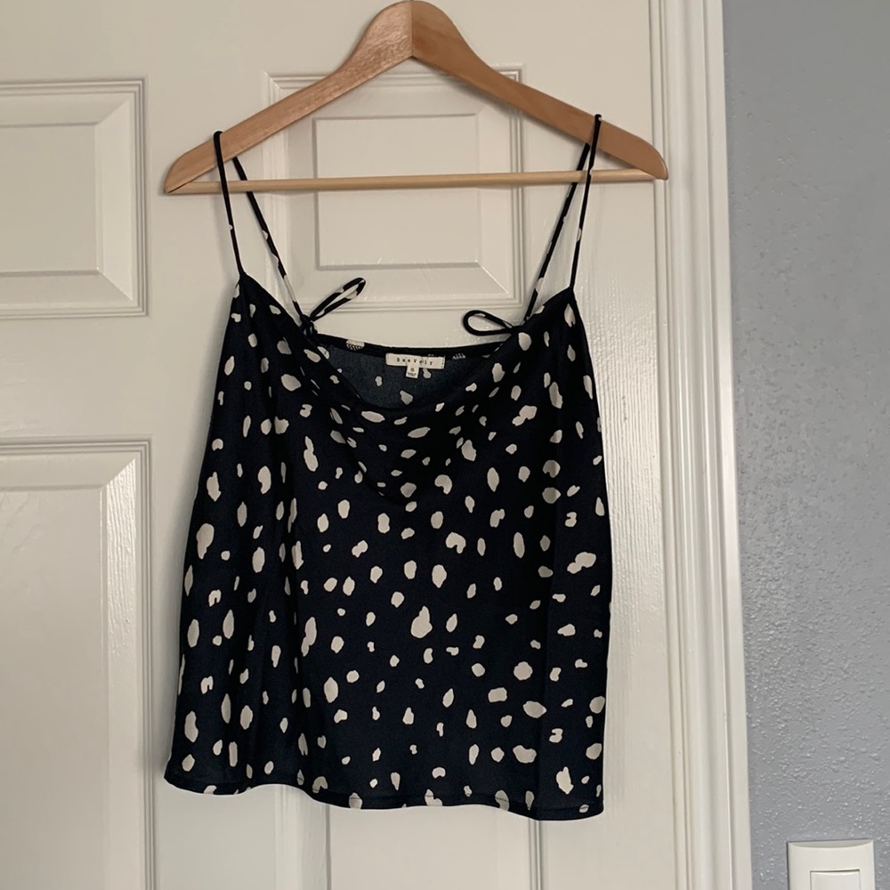 Satin-like top with adjustable straps